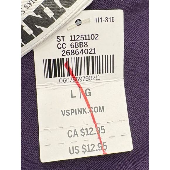 Victoria's Secret Pink Logo Cotton Purple Panty Foil Spider Web Size Large NWT - Picture 4 of 5